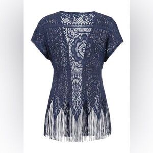 Maurice’s Navy Blue Women’s S/M Lace Shawl Shrug Cover Up Tassles